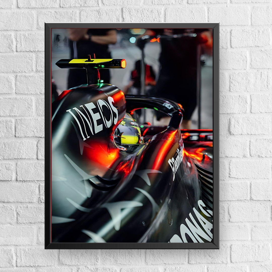 Lewis Hamilton Mercedes Garage 2024 Poster
