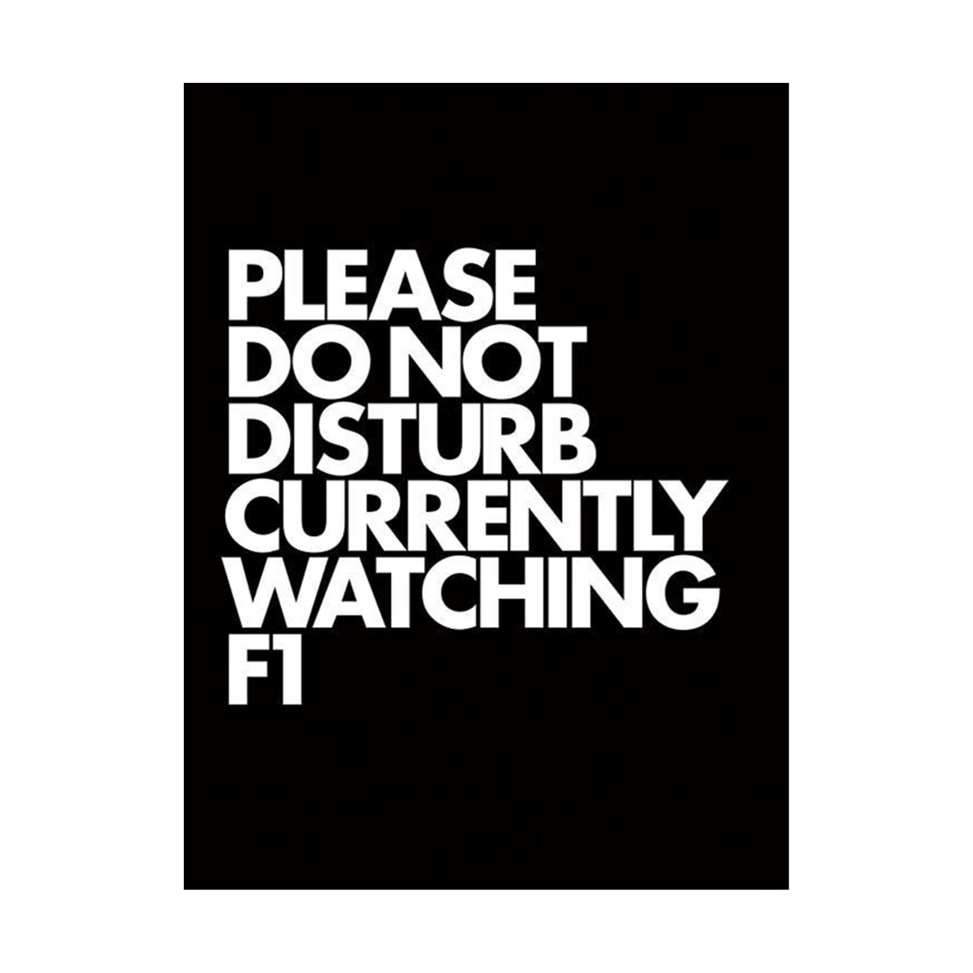 Please Do Not Disturb Currently Watching F1 Poster