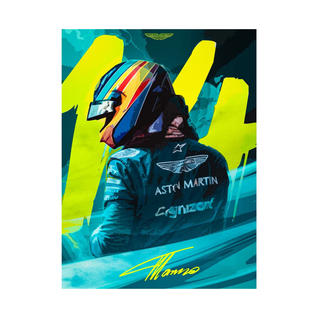 Fernando Alonso 14 Aston Martin F1 Team Poster