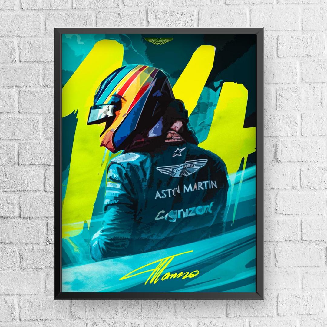 Fernando Alonso 14 Aston Martin F1 Team Poster